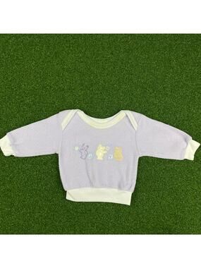 Vintage 80s Little Lindsey Lilac Fleece Baby Crewneck Sz 6-9Mo